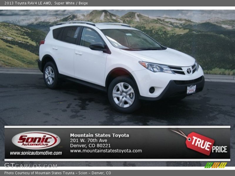 Super White / Beige 2013 Toyota RAV4 LE AWD