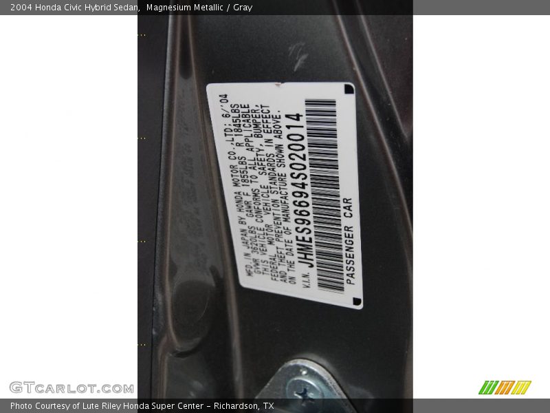 Magnesium Metallic / Gray 2004 Honda Civic Hybrid Sedan