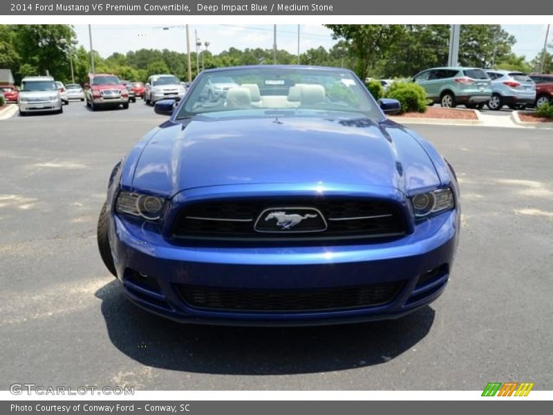 Deep Impact Blue / Medium Stone 2014 Ford Mustang V6 Premium Convertible