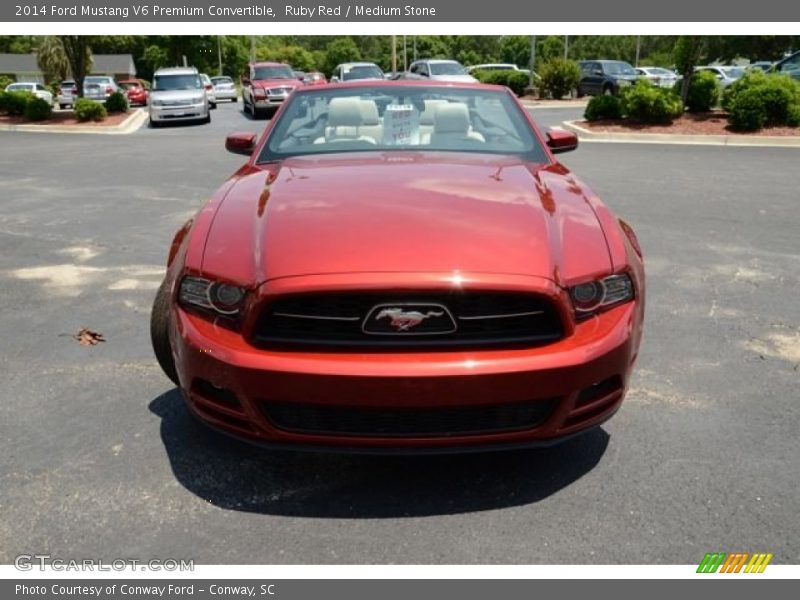 Ruby Red / Medium Stone 2014 Ford Mustang V6 Premium Convertible
