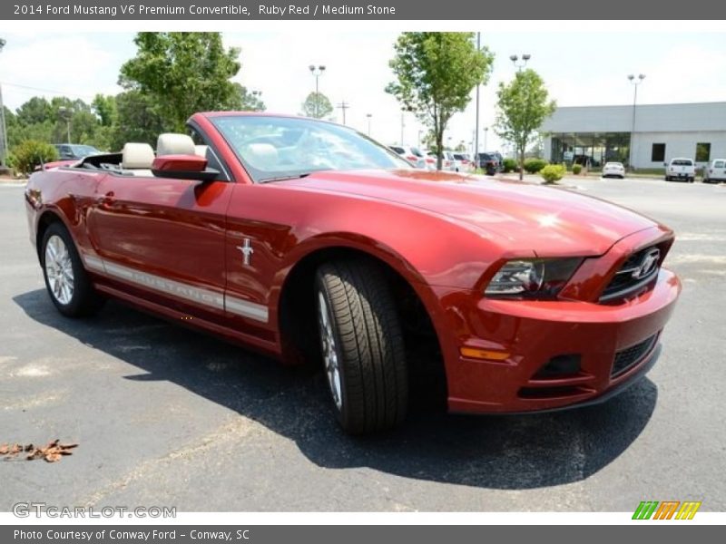 Ruby Red / Medium Stone 2014 Ford Mustang V6 Premium Convertible