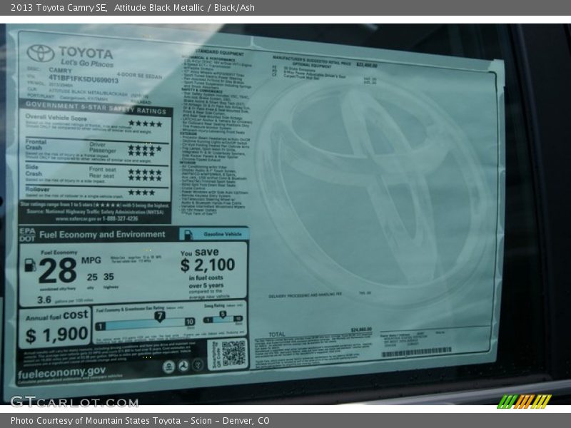Attitude Black Metallic / Black/Ash 2013 Toyota Camry SE