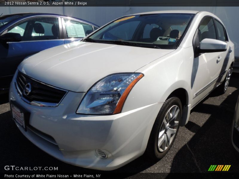 Aspen White / Beige 2012 Nissan Sentra 2.0 S