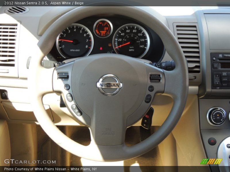 Aspen White / Beige 2012 Nissan Sentra 2.0 S