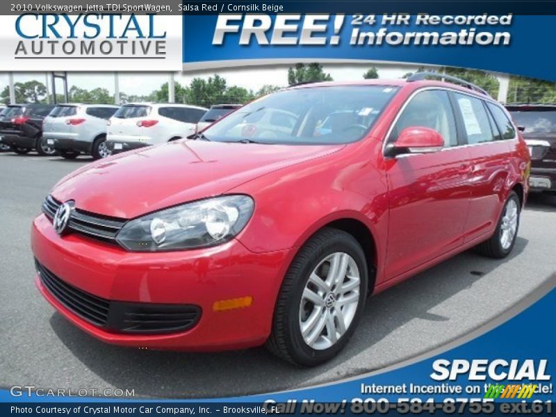 Salsa Red / Cornsilk Beige 2010 Volkswagen Jetta TDI SportWagen
