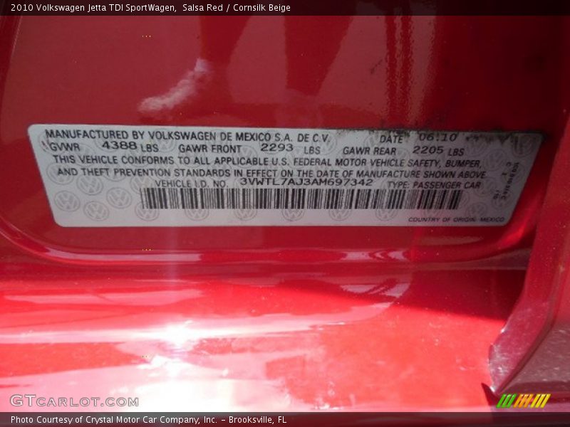 Salsa Red / Cornsilk Beige 2010 Volkswagen Jetta TDI SportWagen