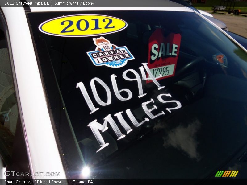 Summit White / Ebony 2012 Chevrolet Impala LT