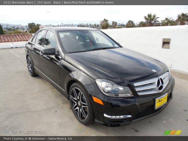 Black / Black/Red Stitch w/DINAMICA Inserts 2013 Mercedes-Benz C 250 Sport