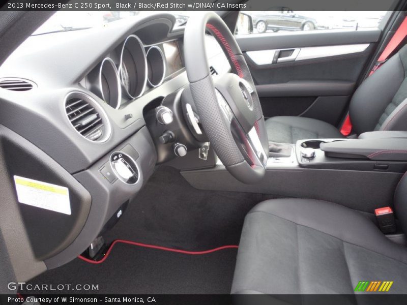 Black / Black/Red Stitch w/DINAMICA Inserts 2013 Mercedes-Benz C 250 Sport