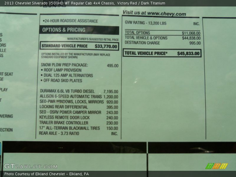 Victory Red / Dark Titanium 2013 Chevrolet Silverado 3500HD WT Regular Cab 4x4 Chassis