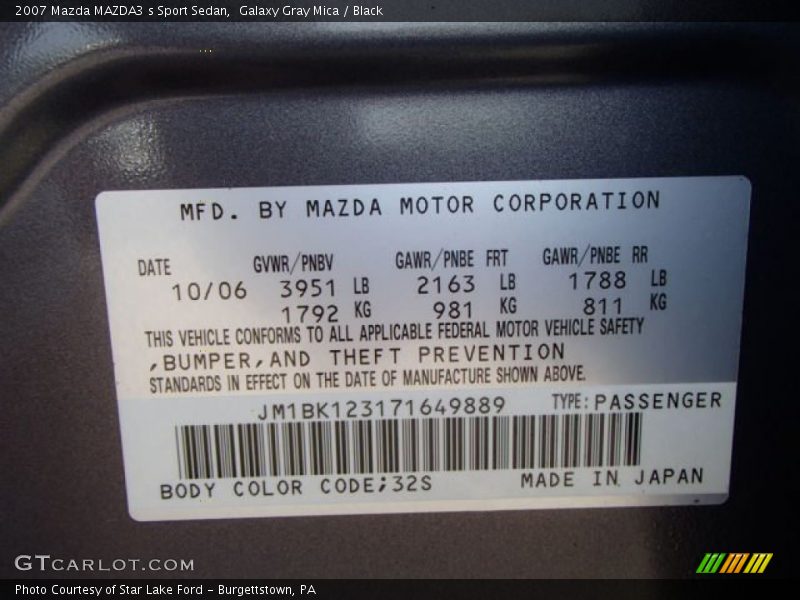 Galaxy Gray Mica / Black 2007 Mazda MAZDA3 s Sport Sedan