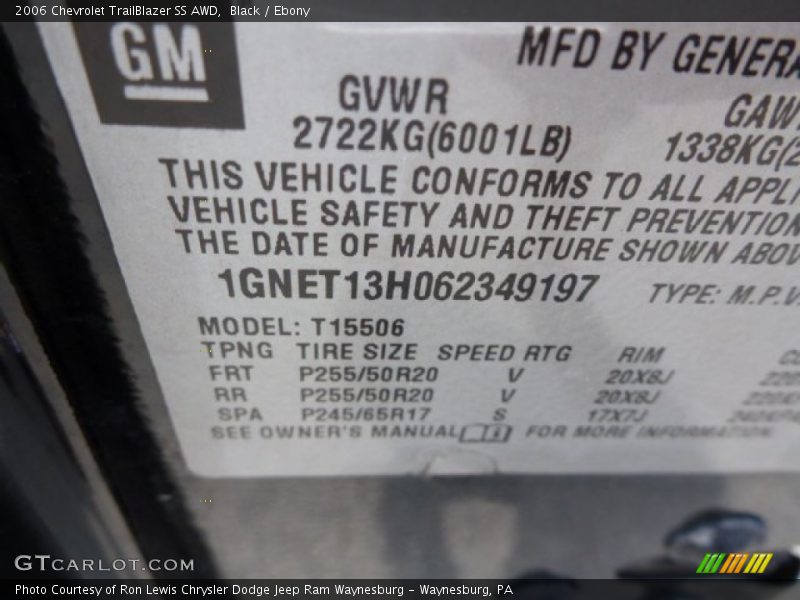 Black / Ebony 2006 Chevrolet TrailBlazer SS AWD
