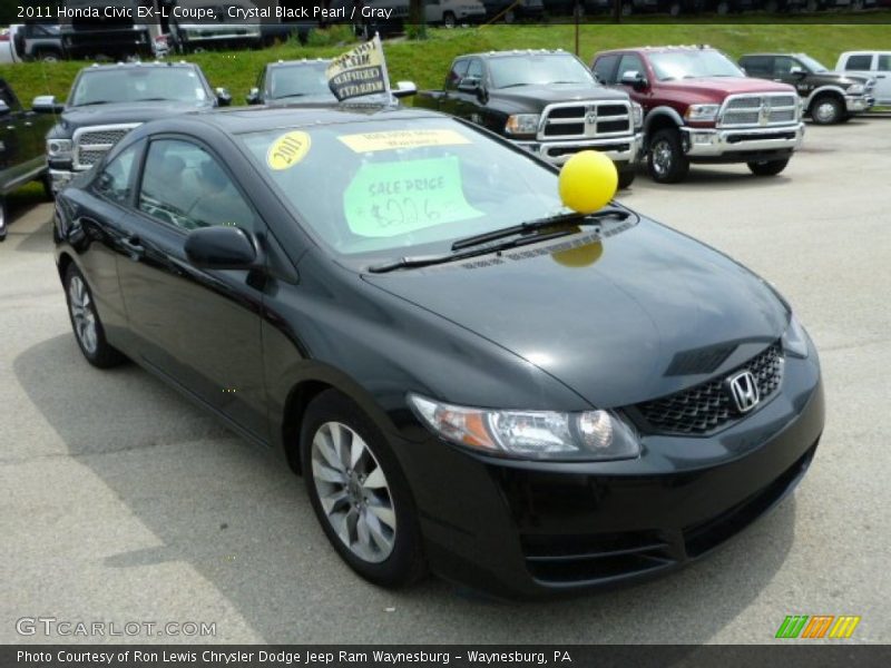 Crystal Black Pearl / Gray 2011 Honda Civic EX-L Coupe