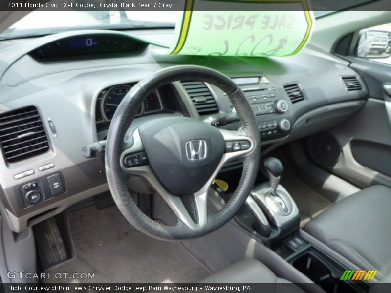 Crystal Black Pearl / Gray 2011 Honda Civic EX-L Coupe