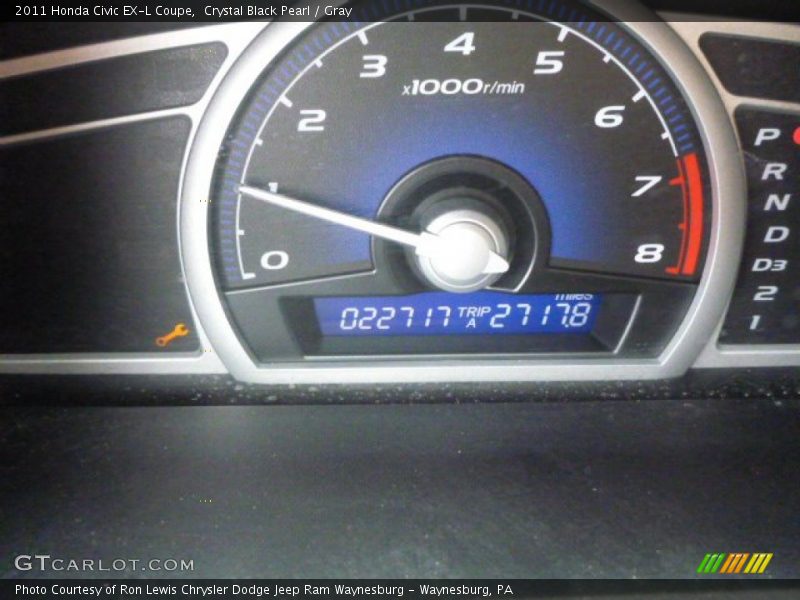 Crystal Black Pearl / Gray 2011 Honda Civic EX-L Coupe