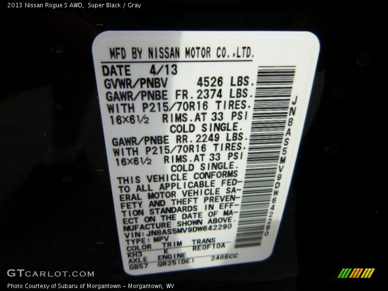 Super Black / Gray 2013 Nissan Rogue S AWD