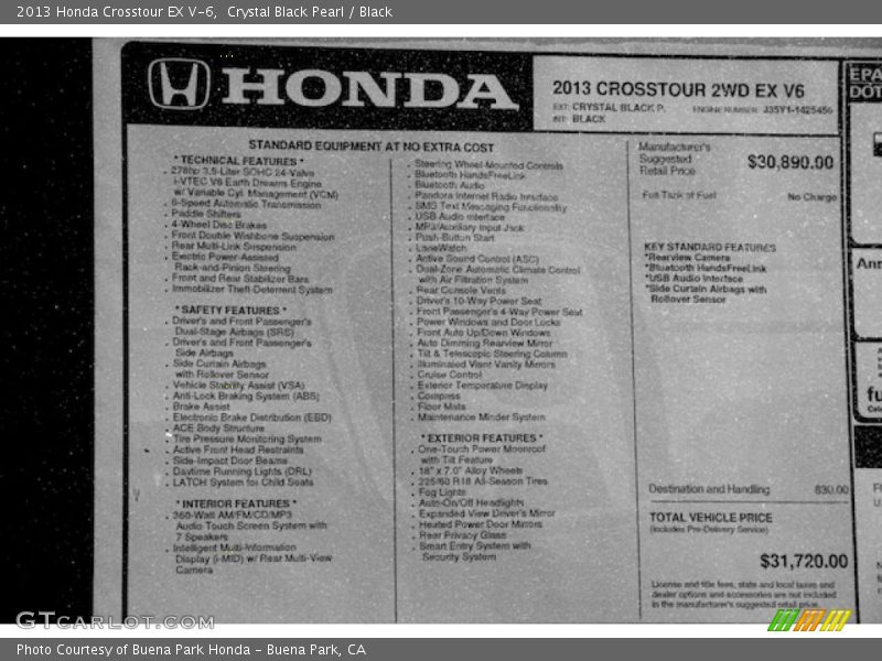 Crystal Black Pearl / Black 2013 Honda Crosstour EX V-6