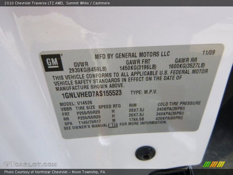 Summit White / Cashmere 2010 Chevrolet Traverse LTZ AWD