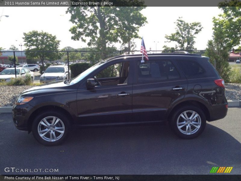 Espresso Brown / Beige 2011 Hyundai Santa Fe Limited AWD