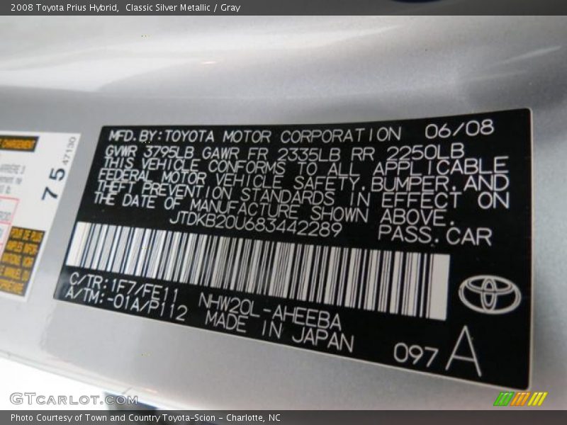 Classic Silver Metallic / Gray 2008 Toyota Prius Hybrid