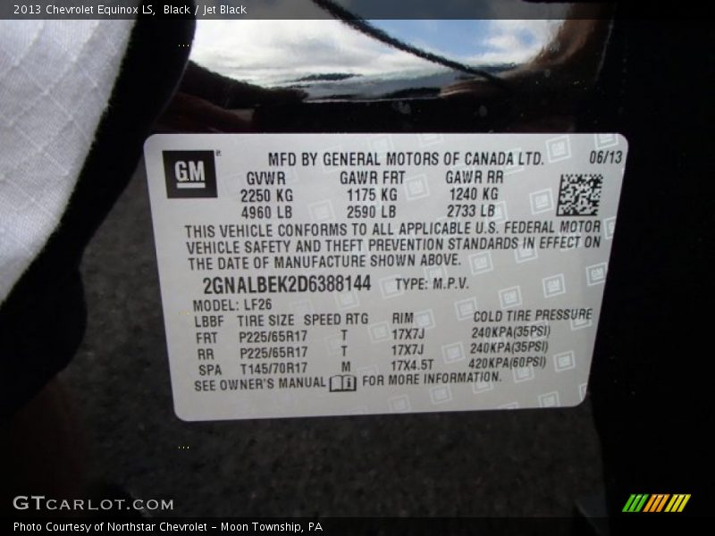 Black / Jet Black 2013 Chevrolet Equinox LS