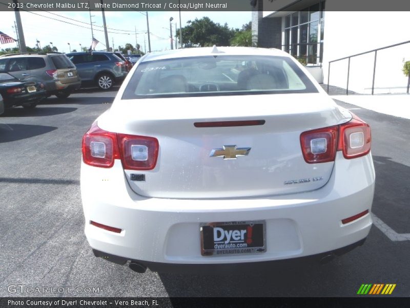 White Diamond Tricoat / Cocoa/Light Neutral 2013 Chevrolet Malibu LTZ