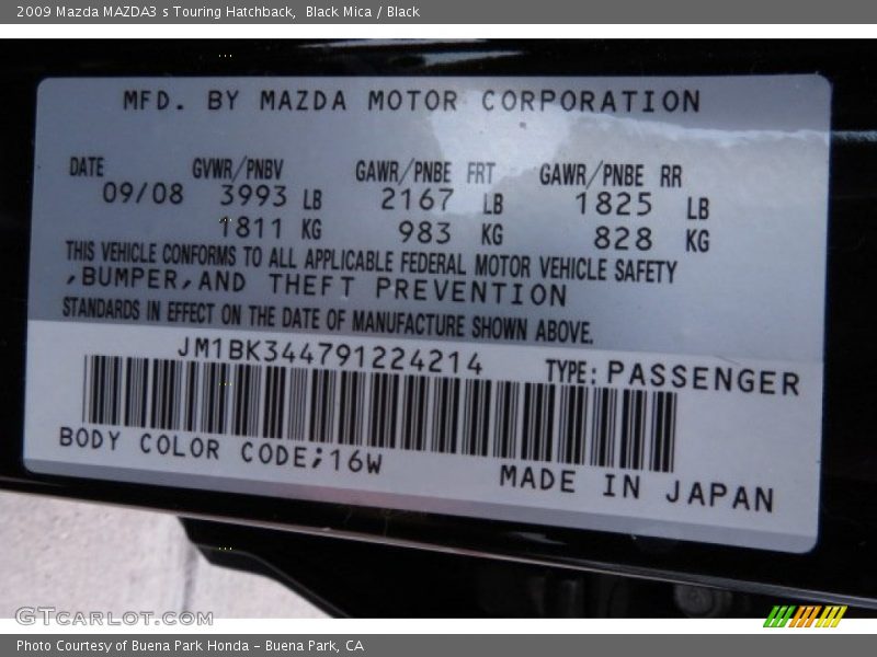 Black Mica / Black 2009 Mazda MAZDA3 s Touring Hatchback