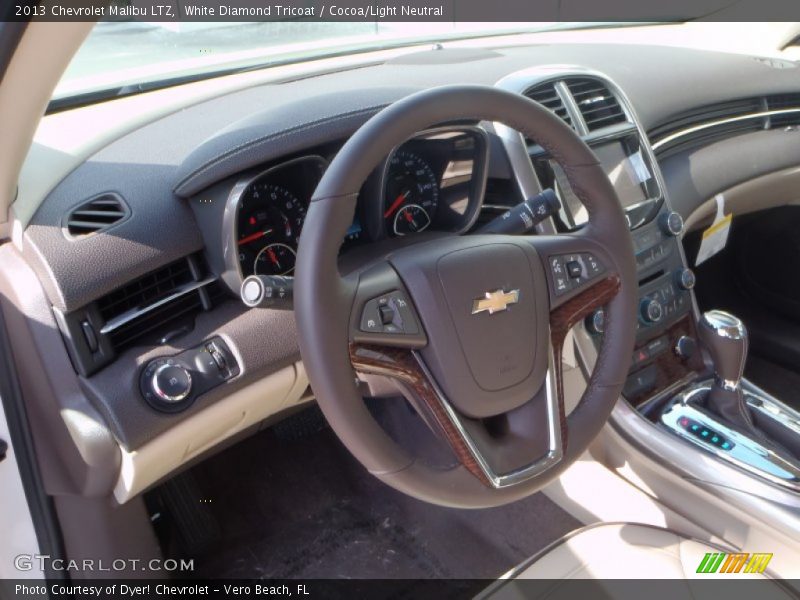 White Diamond Tricoat / Cocoa/Light Neutral 2013 Chevrolet Malibu LTZ