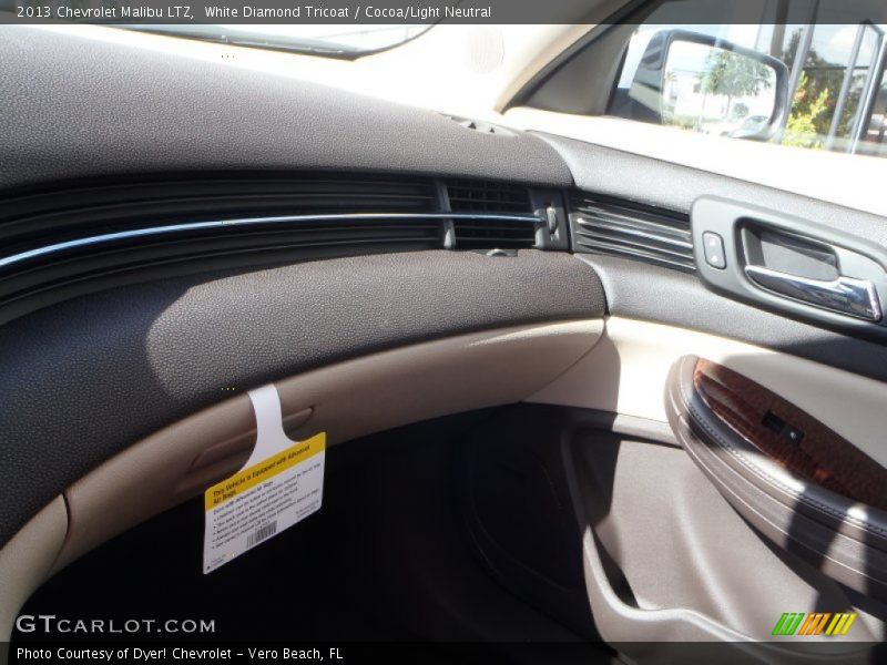 White Diamond Tricoat / Cocoa/Light Neutral 2013 Chevrolet Malibu LTZ