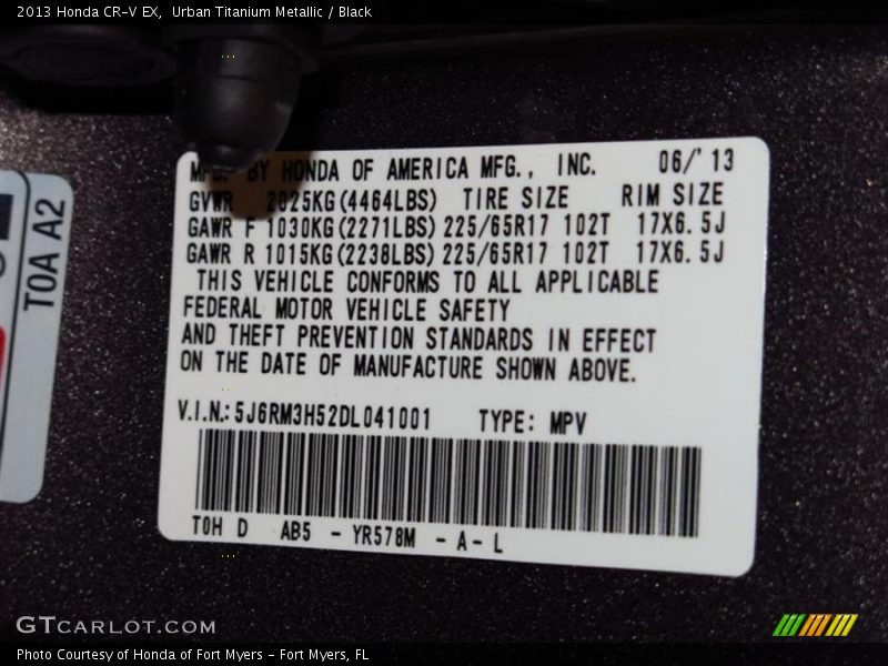 Urban Titanium Metallic / Black 2013 Honda CR-V EX