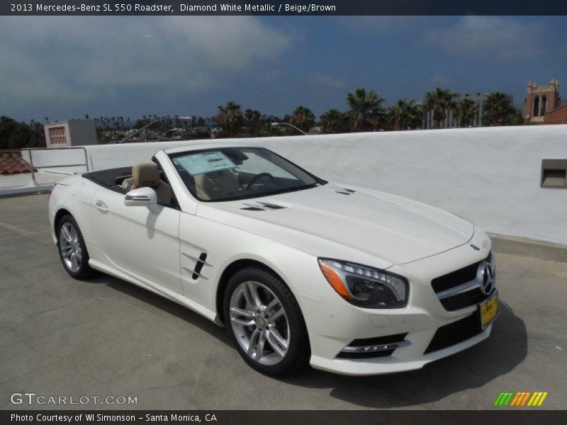 Diamond White Metallic / Beige/Brown 2013 Mercedes-Benz SL 550 Roadster