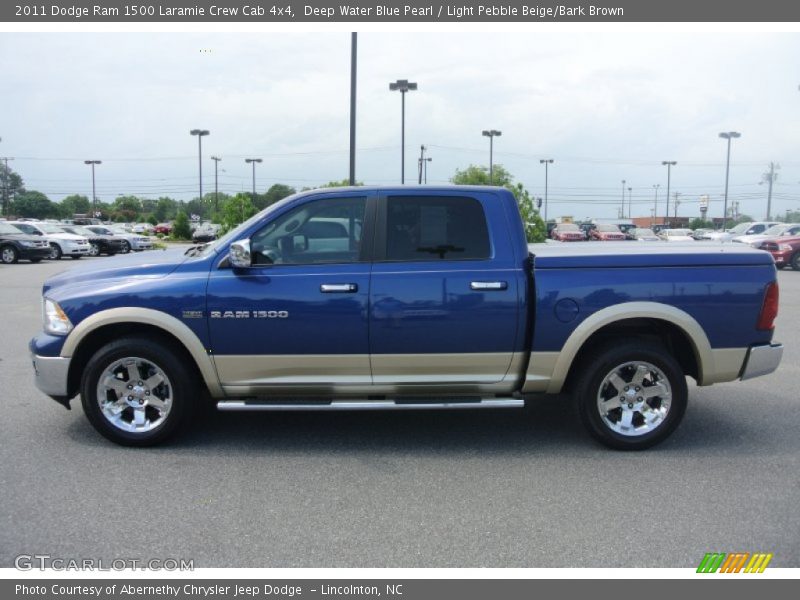 Deep Water Blue Pearl / Light Pebble Beige/Bark Brown 2011 Dodge Ram 1500 Laramie Crew Cab 4x4