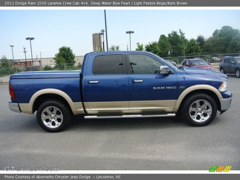 Deep Water Blue Pearl / Light Pebble Beige/Bark Brown 2011 Dodge Ram 1500 Laramie Crew Cab 4x4