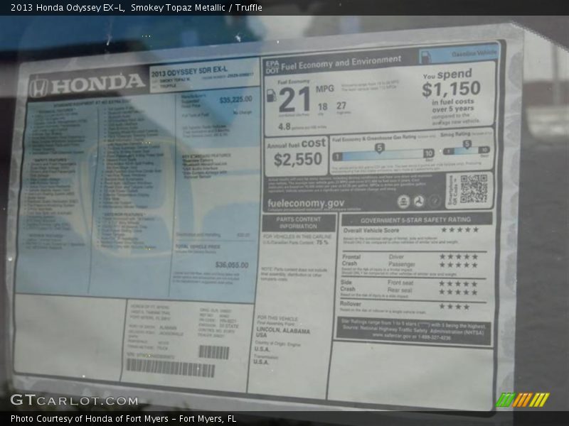 Smokey Topaz Metallic / Truffle 2013 Honda Odyssey EX-L