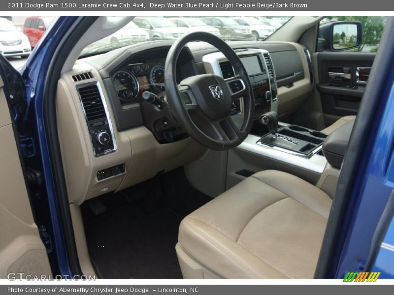 Deep Water Blue Pearl / Light Pebble Beige/Bark Brown 2011 Dodge Ram 1500 Laramie Crew Cab 4x4