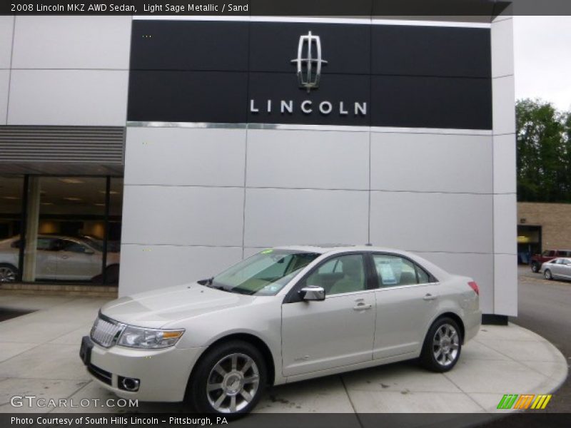 Light Sage Metallic / Sand 2008 Lincoln MKZ AWD Sedan