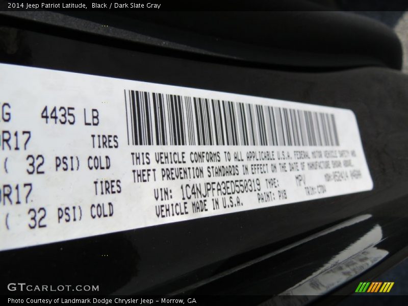 Black / Dark Slate Gray 2014 Jeep Patriot Latitude