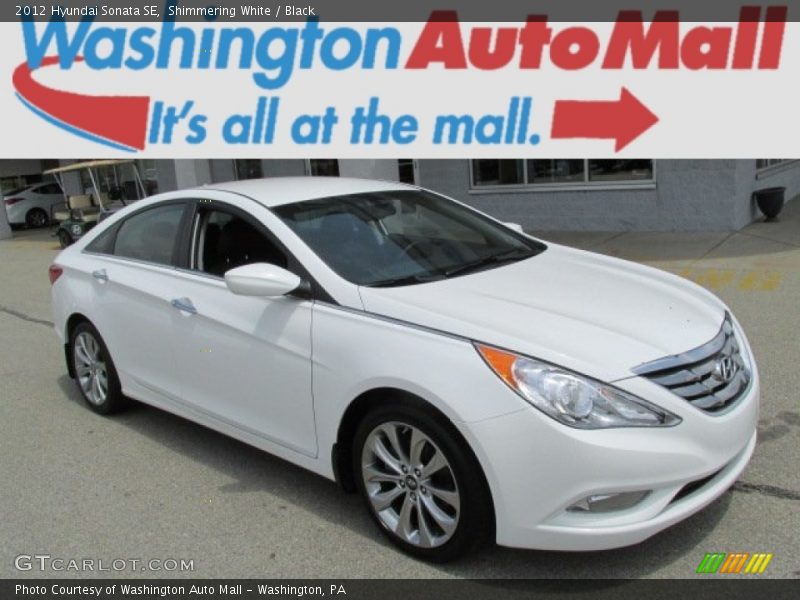 Shimmering White / Black 2012 Hyundai Sonata SE