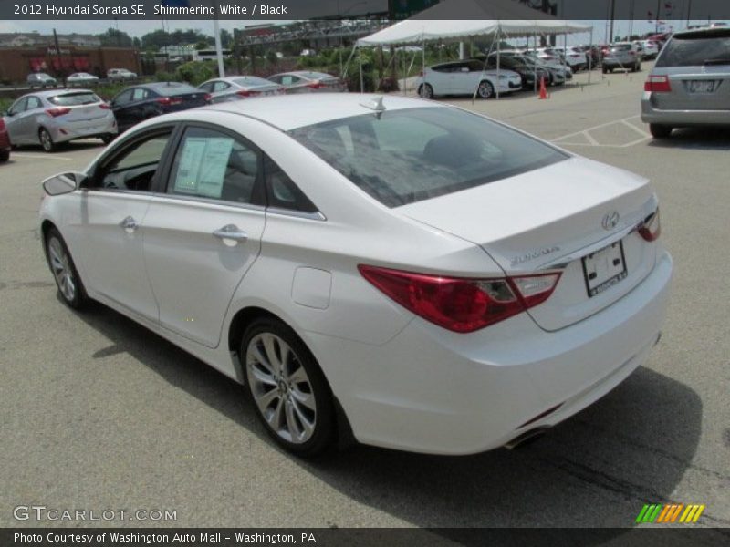 Shimmering White / Black 2012 Hyundai Sonata SE