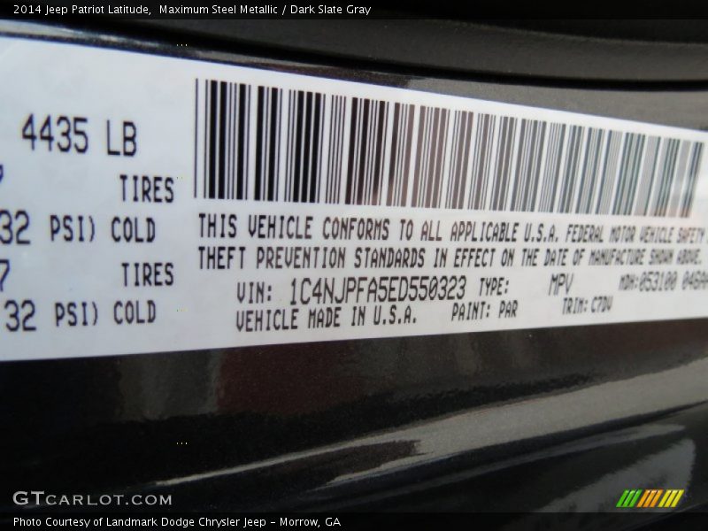 Maximum Steel Metallic / Dark Slate Gray 2014 Jeep Patriot Latitude