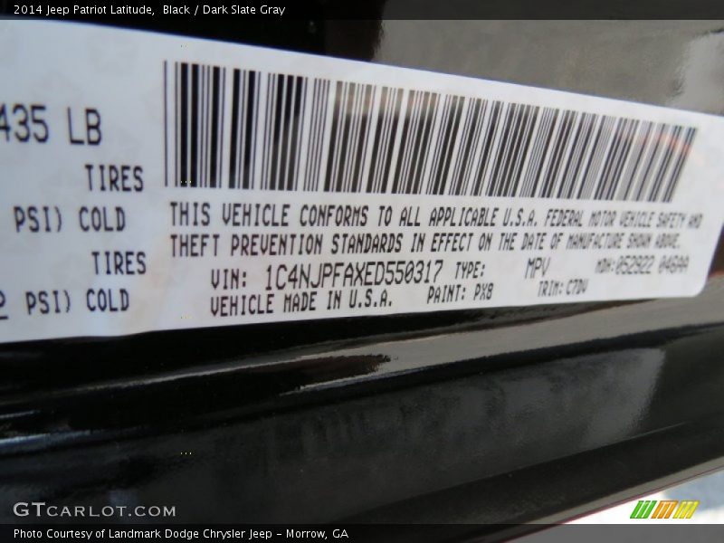 Black / Dark Slate Gray 2014 Jeep Patriot Latitude