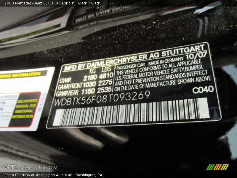 Black / Black 2008 Mercedes-Benz CLK 350 Cabriolet