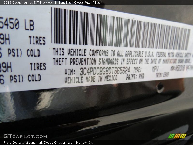 Brilliant Black Crystal Pearl / Black 2013 Dodge Journey SXT Blacktop