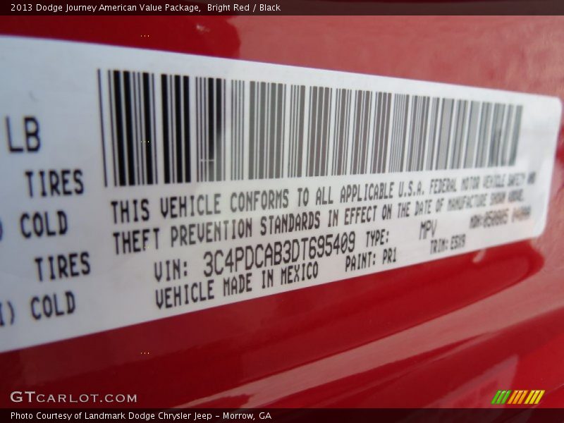 Bright Red / Black 2013 Dodge Journey American Value Package
