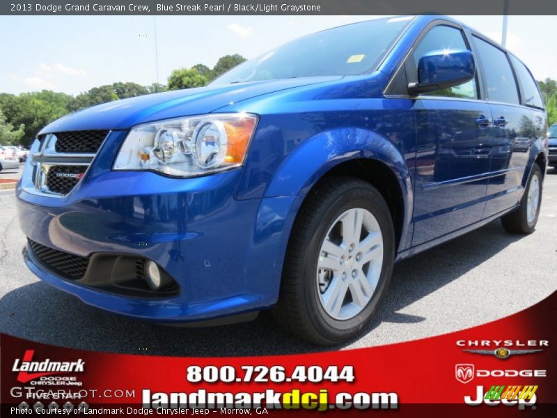 Blue Streak Pearl / Black/Light Graystone 2013 Dodge Grand Caravan Crew