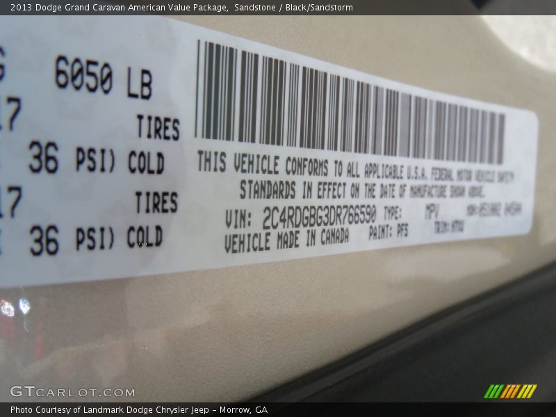Sandstone / Black/Sandstorm 2013 Dodge Grand Caravan American Value Package