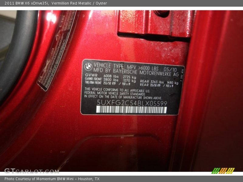 Vermillion Red Metallic / Oyster 2011 BMW X6 xDrive35i