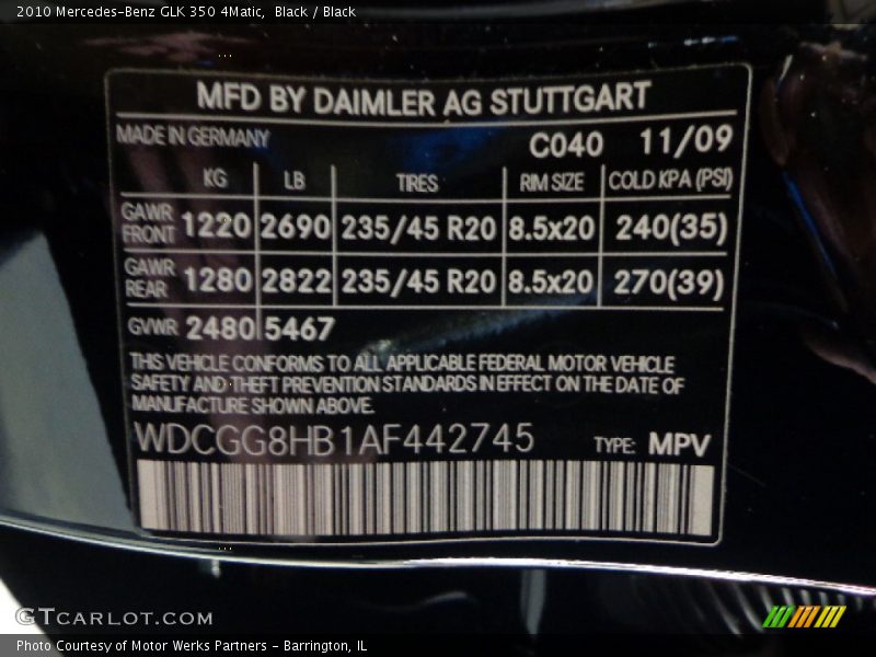 Black / Black 2010 Mercedes-Benz GLK 350 4Matic