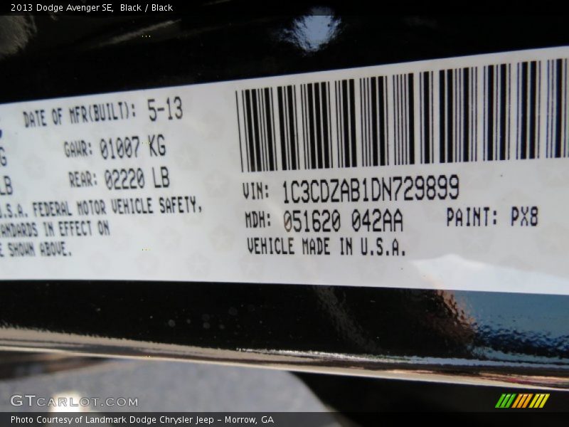Black / Black 2013 Dodge Avenger SE