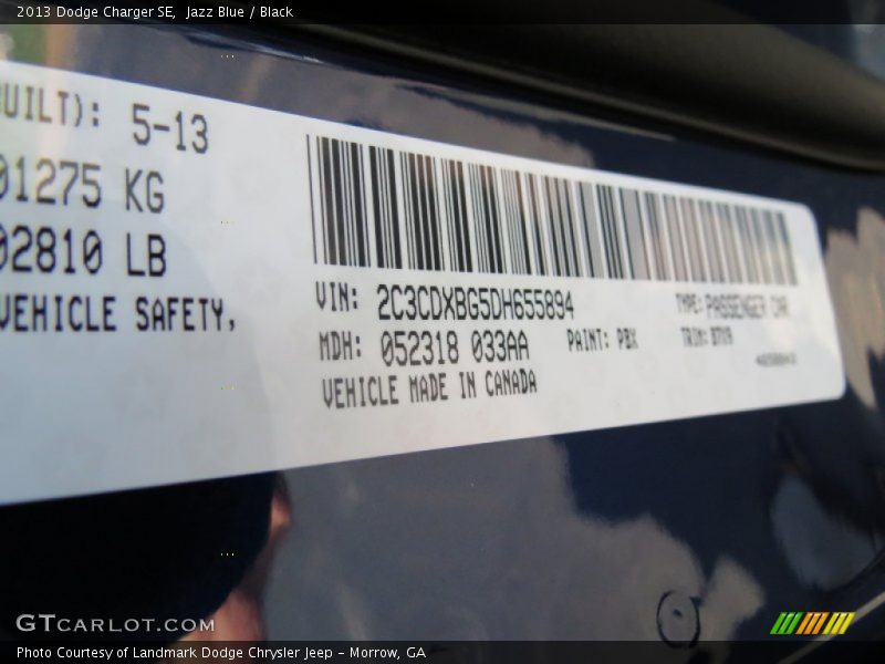 Jazz Blue / Black 2013 Dodge Charger SE